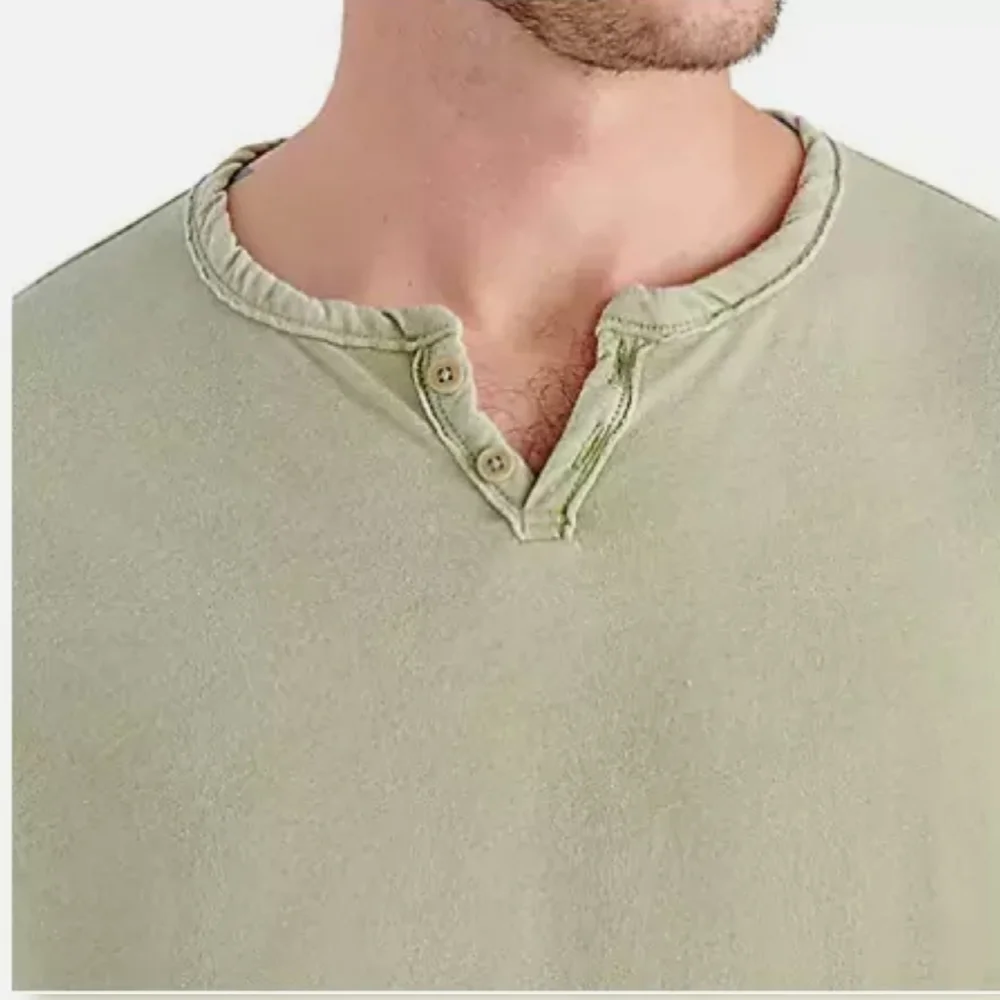 NWT Lucky Brand Men's Long Sleeve Triblend Notch Neck Henley with button closur - Picture 7 of 15